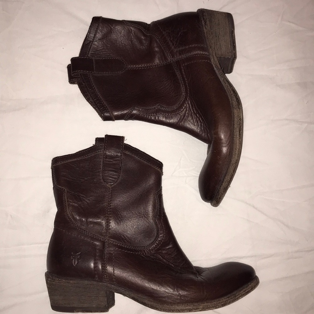 Chocolate Brown Frye Booties - Picture 1 of 3